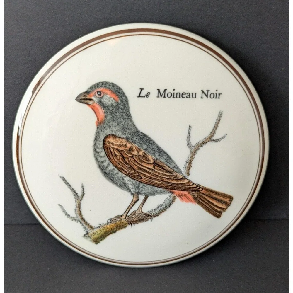 Villeroy & Boch Paradiso Le Moineau Noir Trinket Dish Lid Bird Germany 80s Vtg